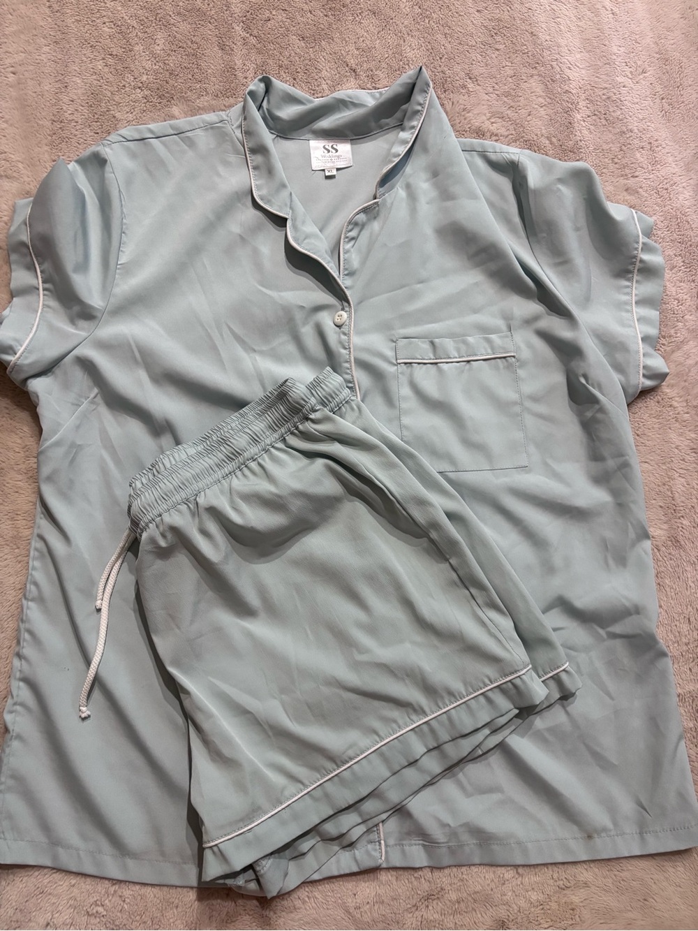Relaxed Short-Sleeve Pajama Set in Light Sage —